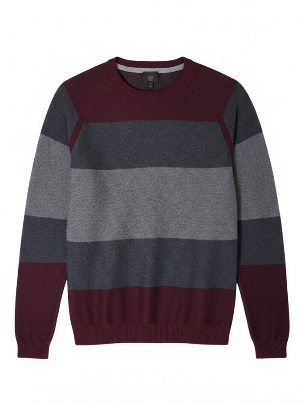 F/X Fusion men's XL colorblock stripe pullover crew neck sweater burgundy gray